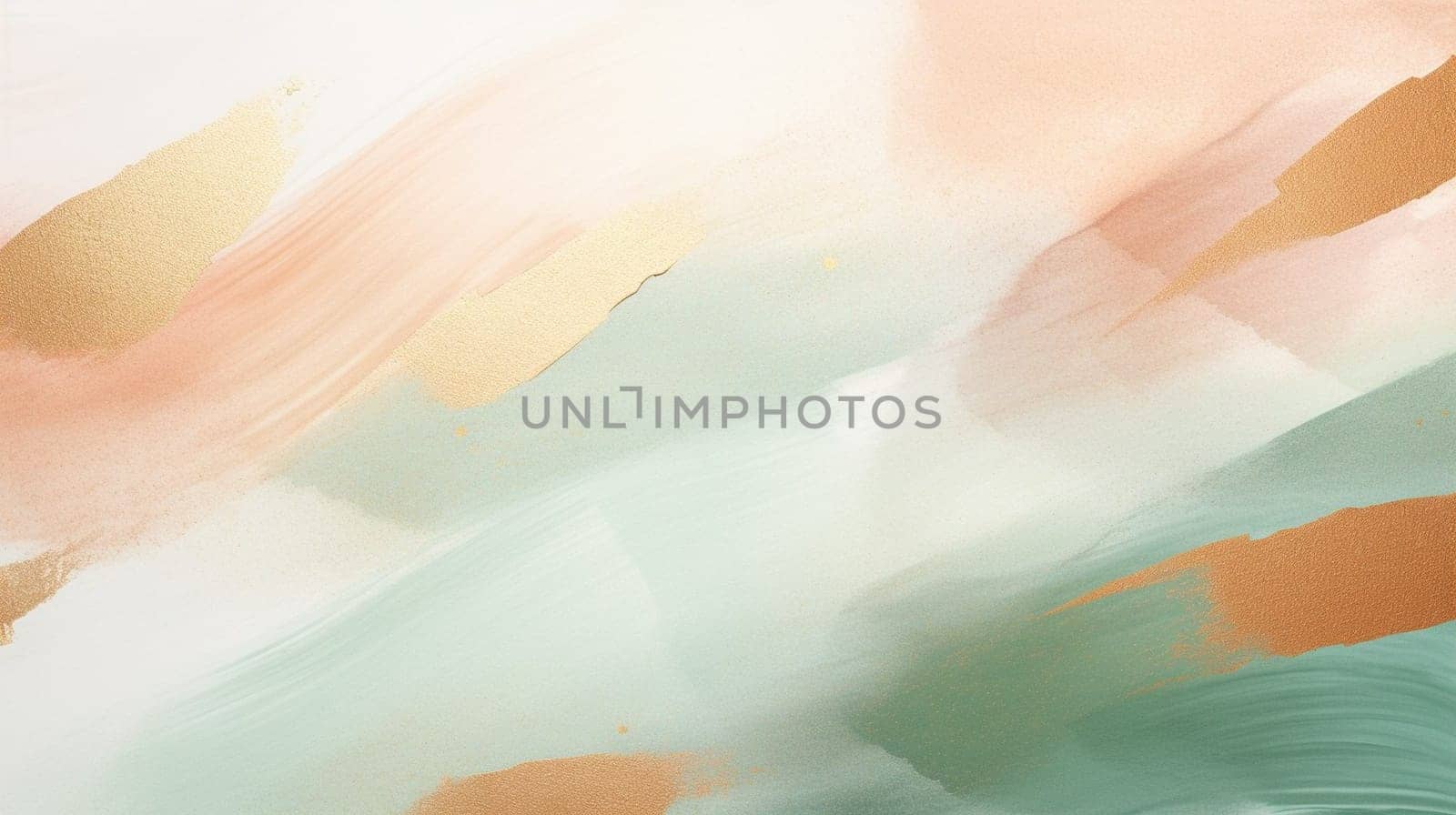 Painting with gentle strokes of pastel green, peach hues blending softly on a textured canvas by kizuneko