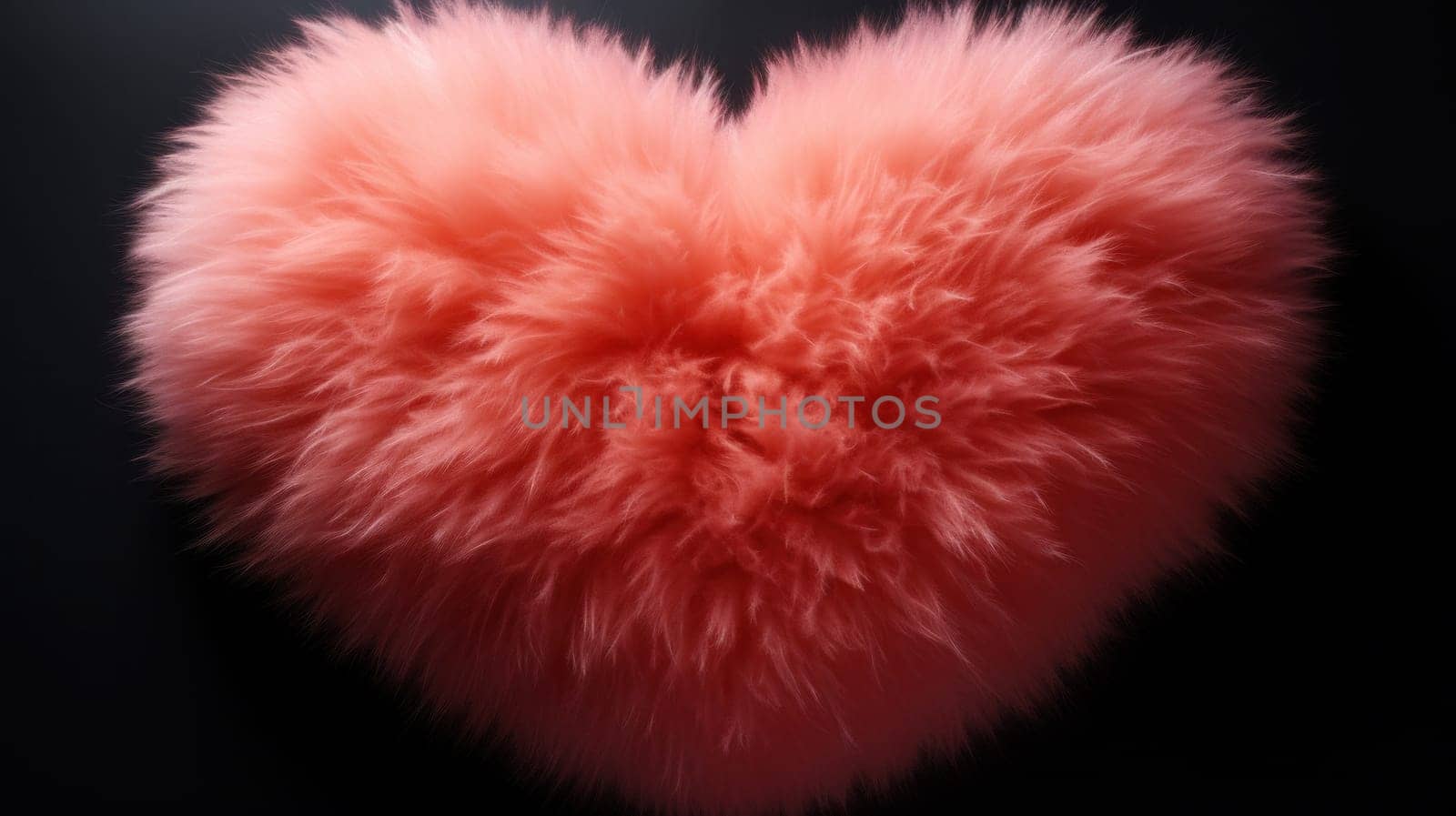 A large fluffy heart shaped object on a black background
