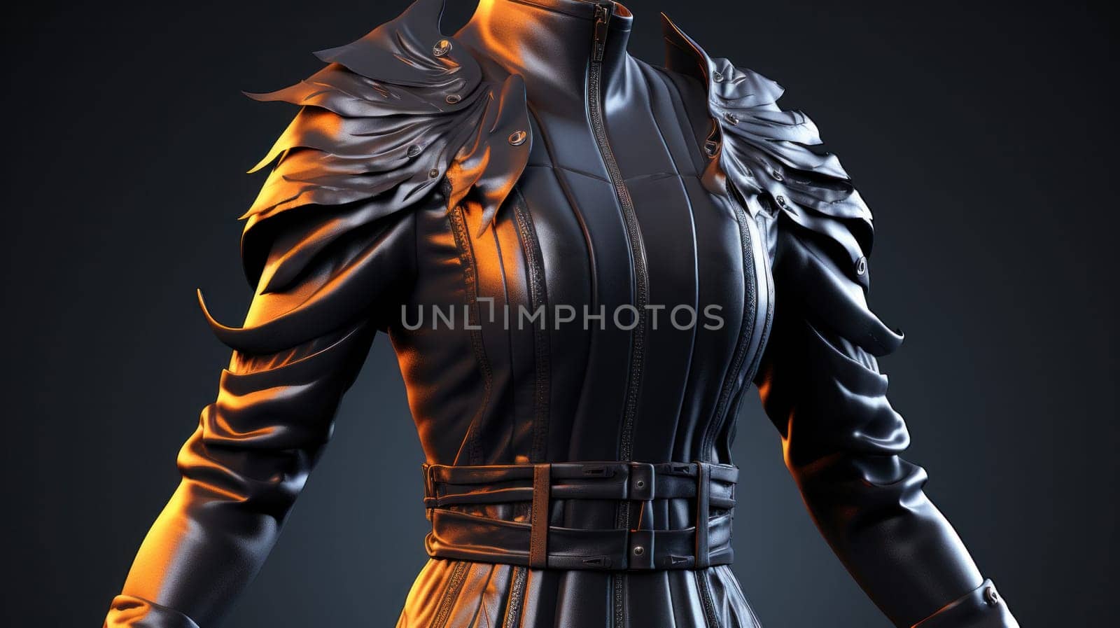 A 3d rendering of a female warrior in armor