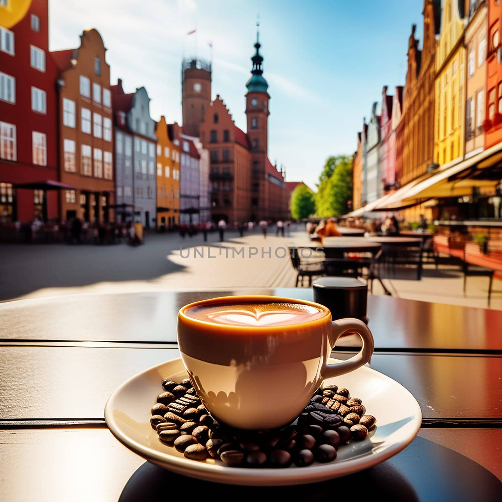 Aromatic Brews: Gdansk's Coffee Landmark amidst a Captivating Background by Petrichor