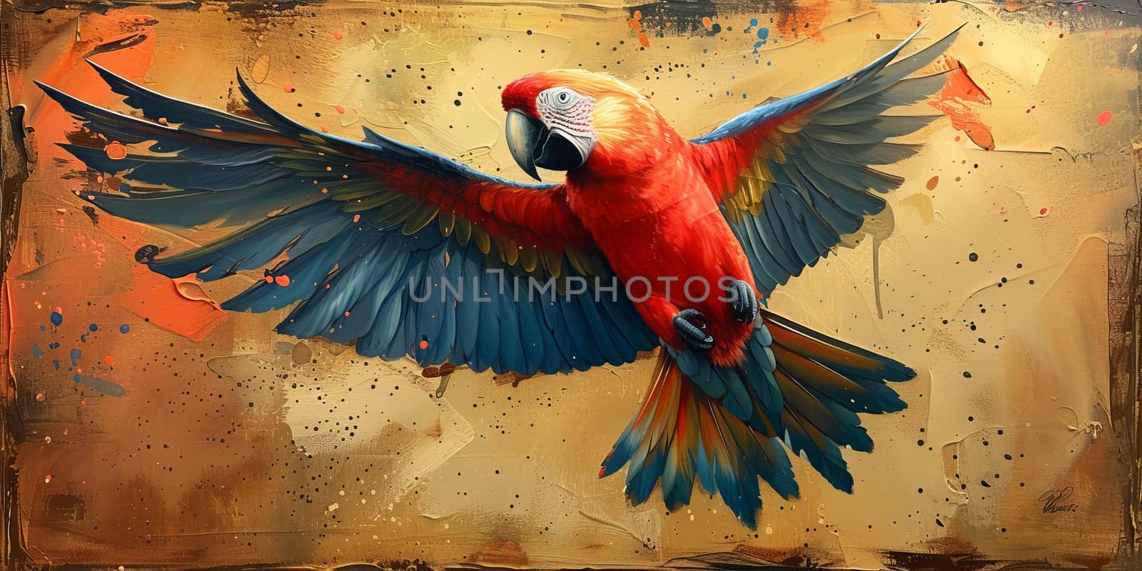 Little beautiful bird with hand draw and paint color background illustration.