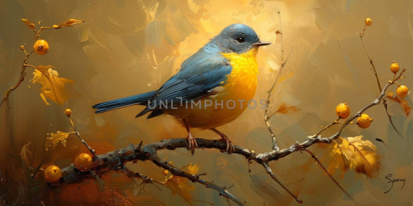 Little beautiful bird with hand draw and paint color background illustration by Benzoix