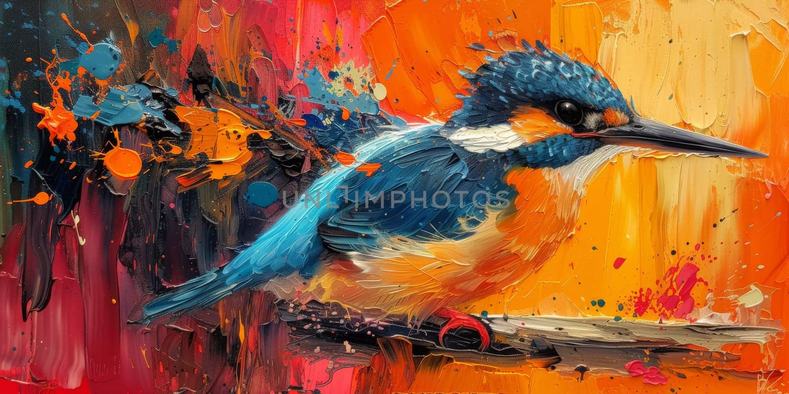 Little beautiful bird with hand draw and paint color background illustration by Benzoix