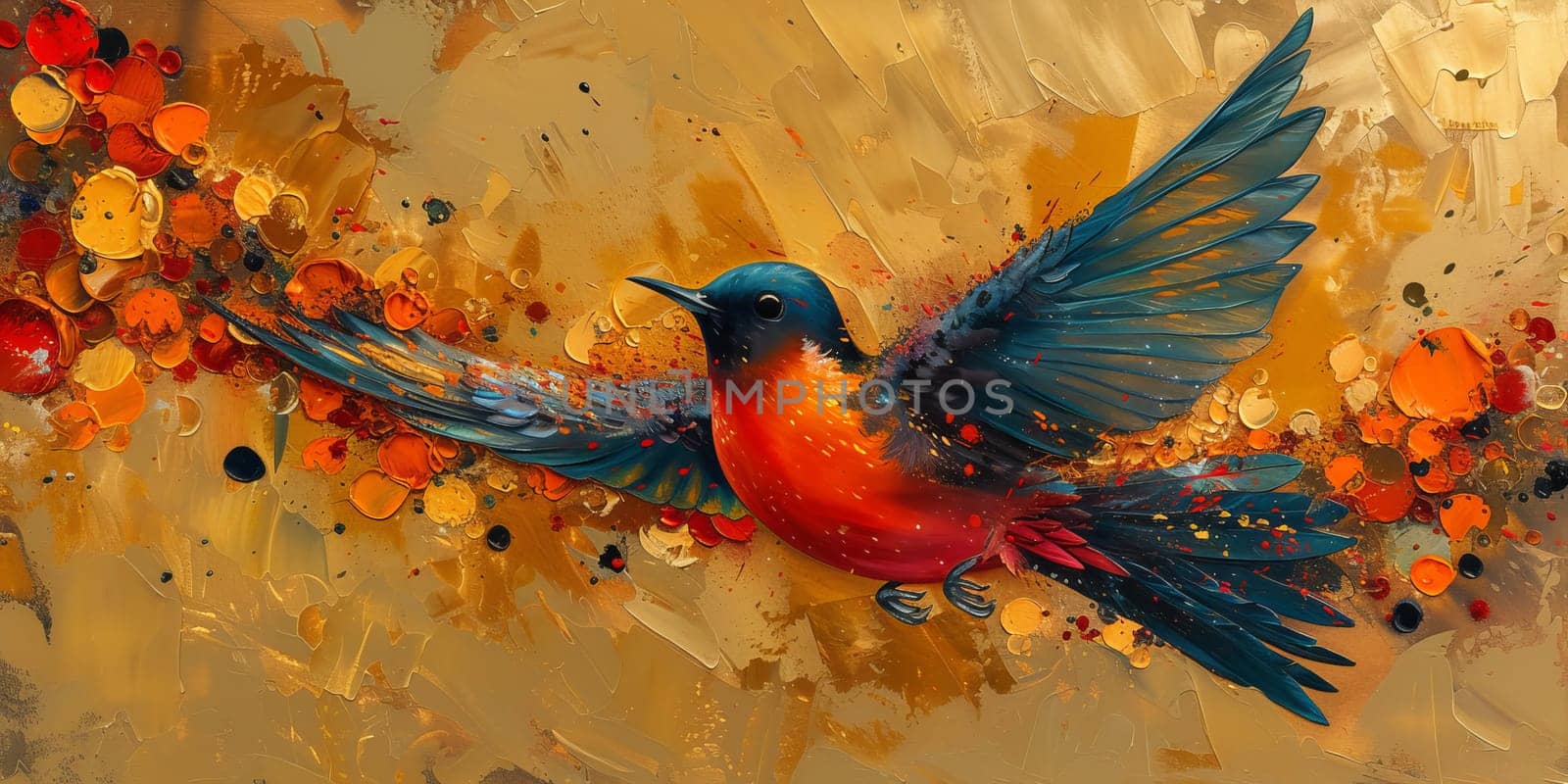 Little beautiful bird with hand draw and paint color background illustration by Benzoix