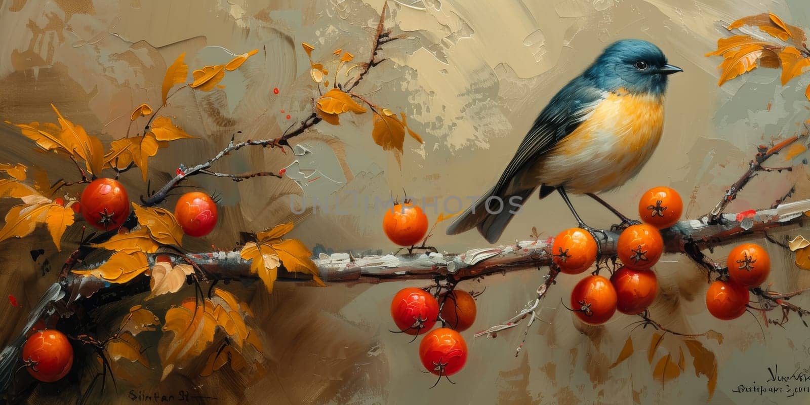 Little beautiful bird with hand draw and paint color background illustration by Benzoix