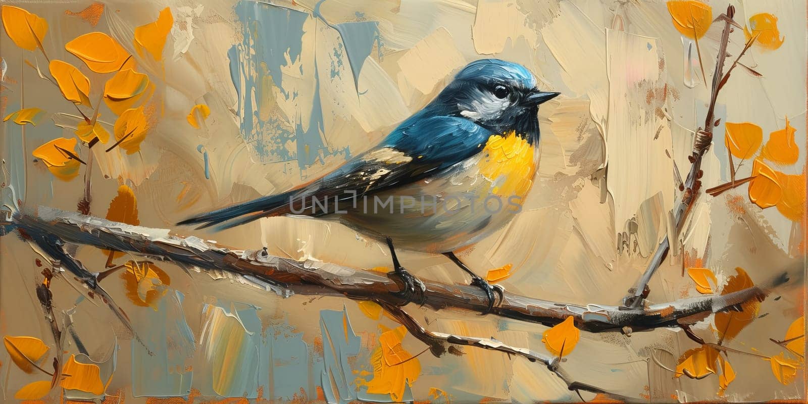 Little beautiful bird with hand draw and paint color background illustration by Benzoix