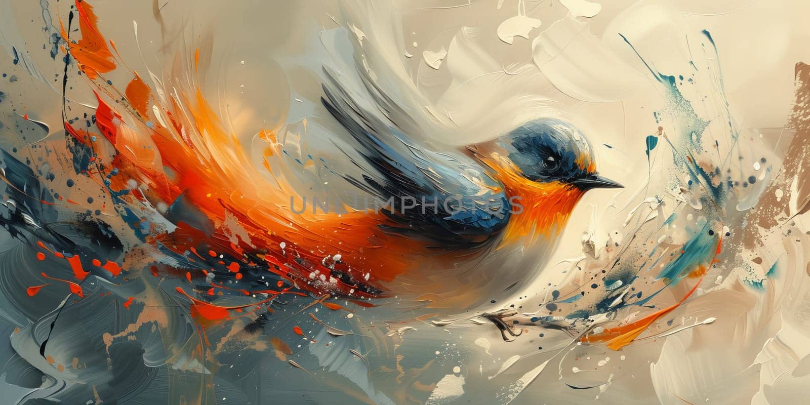 Little beautiful bird with hand draw and paint color background illustration by Benzoix