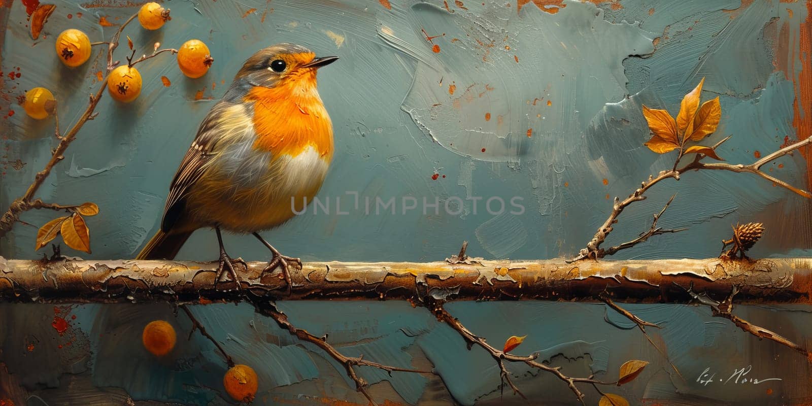 Little beautiful bird with hand draw and paint color background illustration by Benzoix