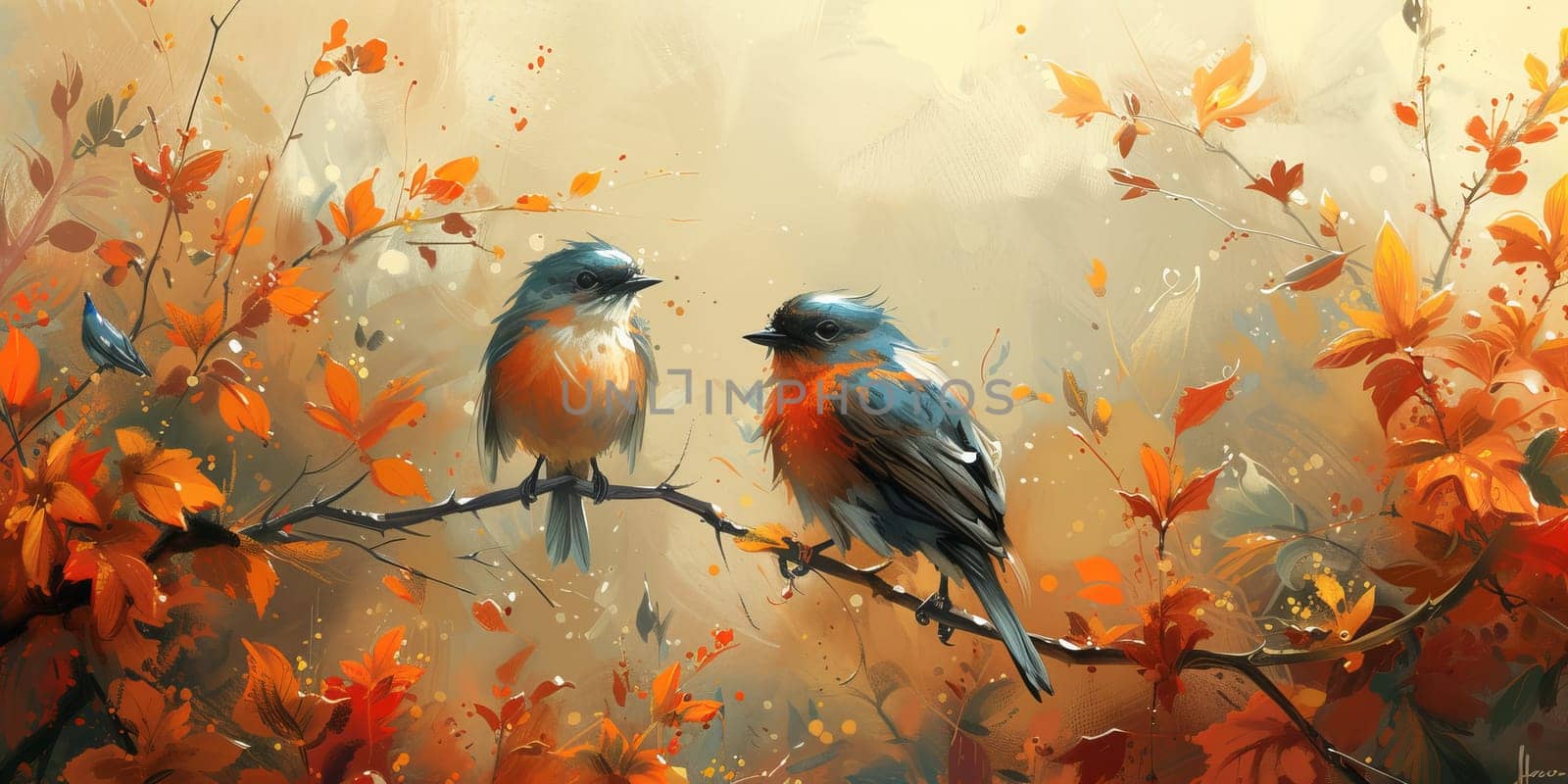 Little beautiful bird with hand draw and paint color background illustration by Benzoix