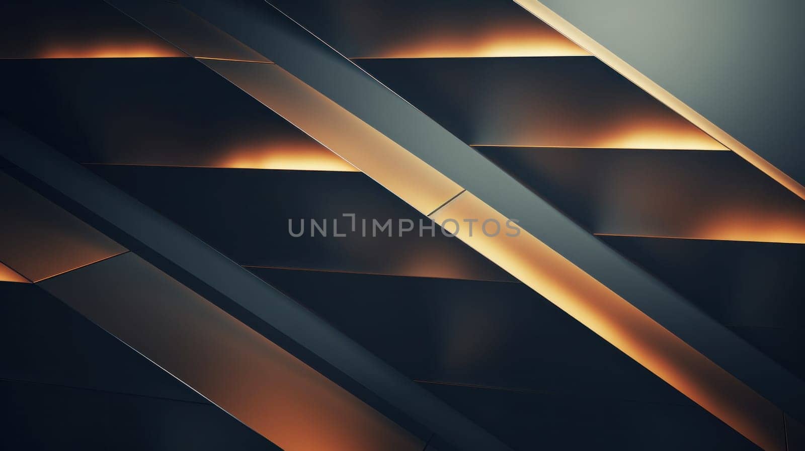 A close up of a metal staircase with some orange lights, AI by starush