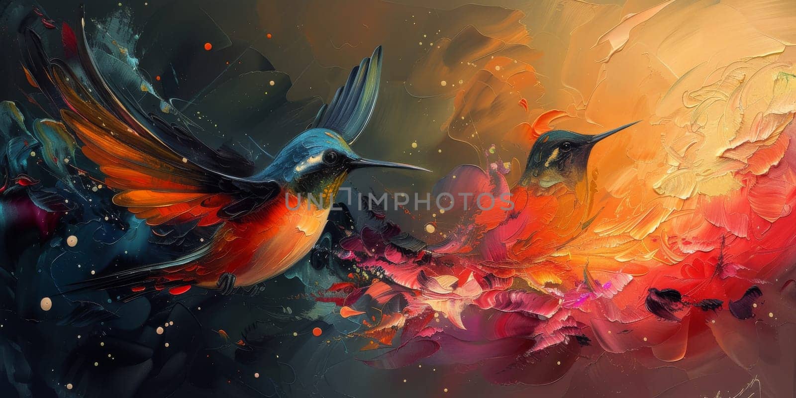 Little beautiful bird with hand draw and paint color background illustration.