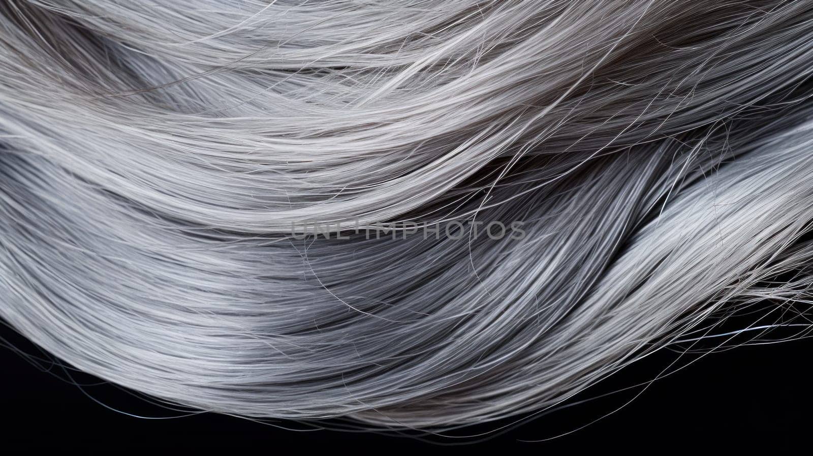 A close up of a woman's hair with white and grey tones, AI by starush