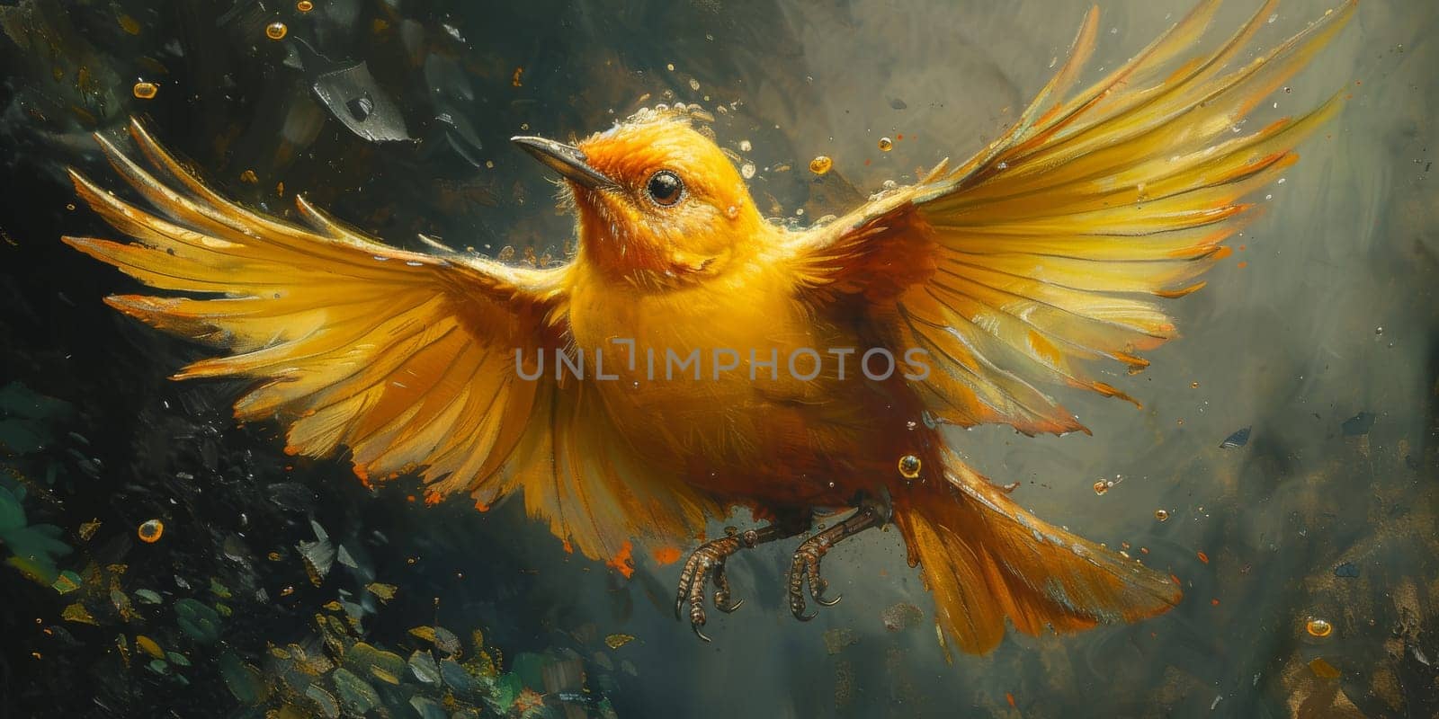 Little beautiful bird with hand draw and paint color background illustration by Benzoix