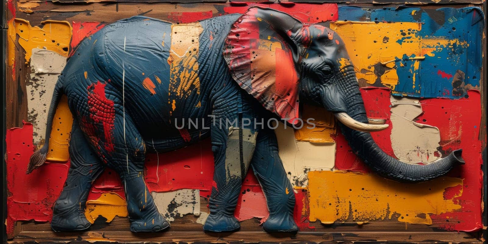 Oil painting of elephant, artist collection of animal painting for decoration and interior