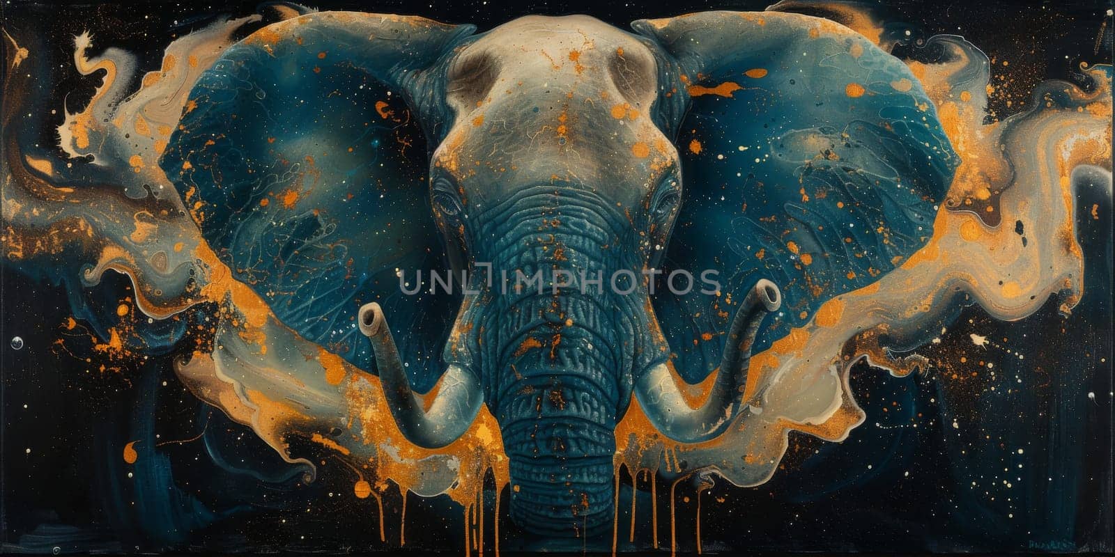 Oil painting of elephant, artist collection of animal painting for decoration and interior. by Benzoix