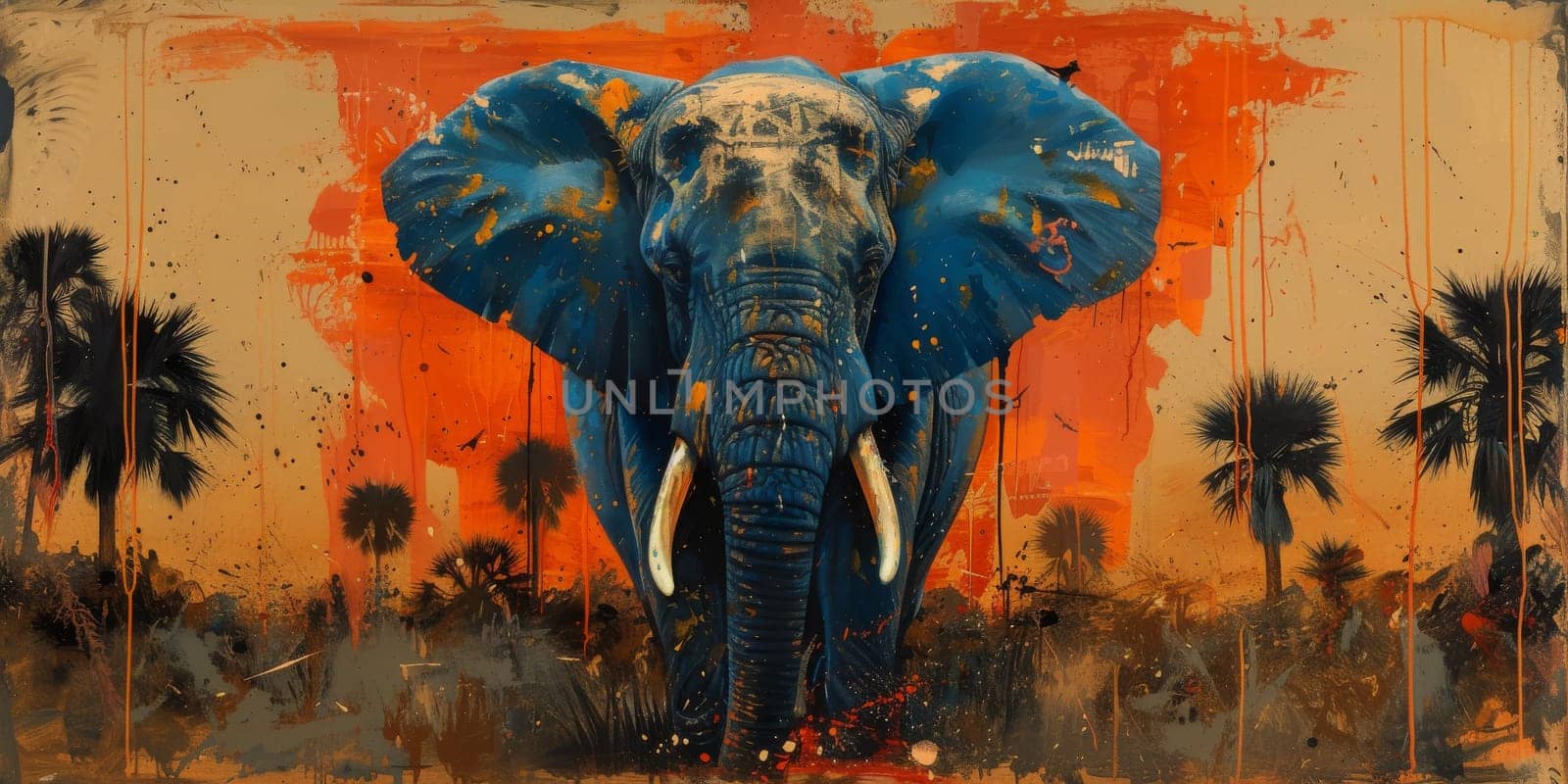 Oil painting of elephant, artist collection of animal painting for decoration and interior. by Benzoix