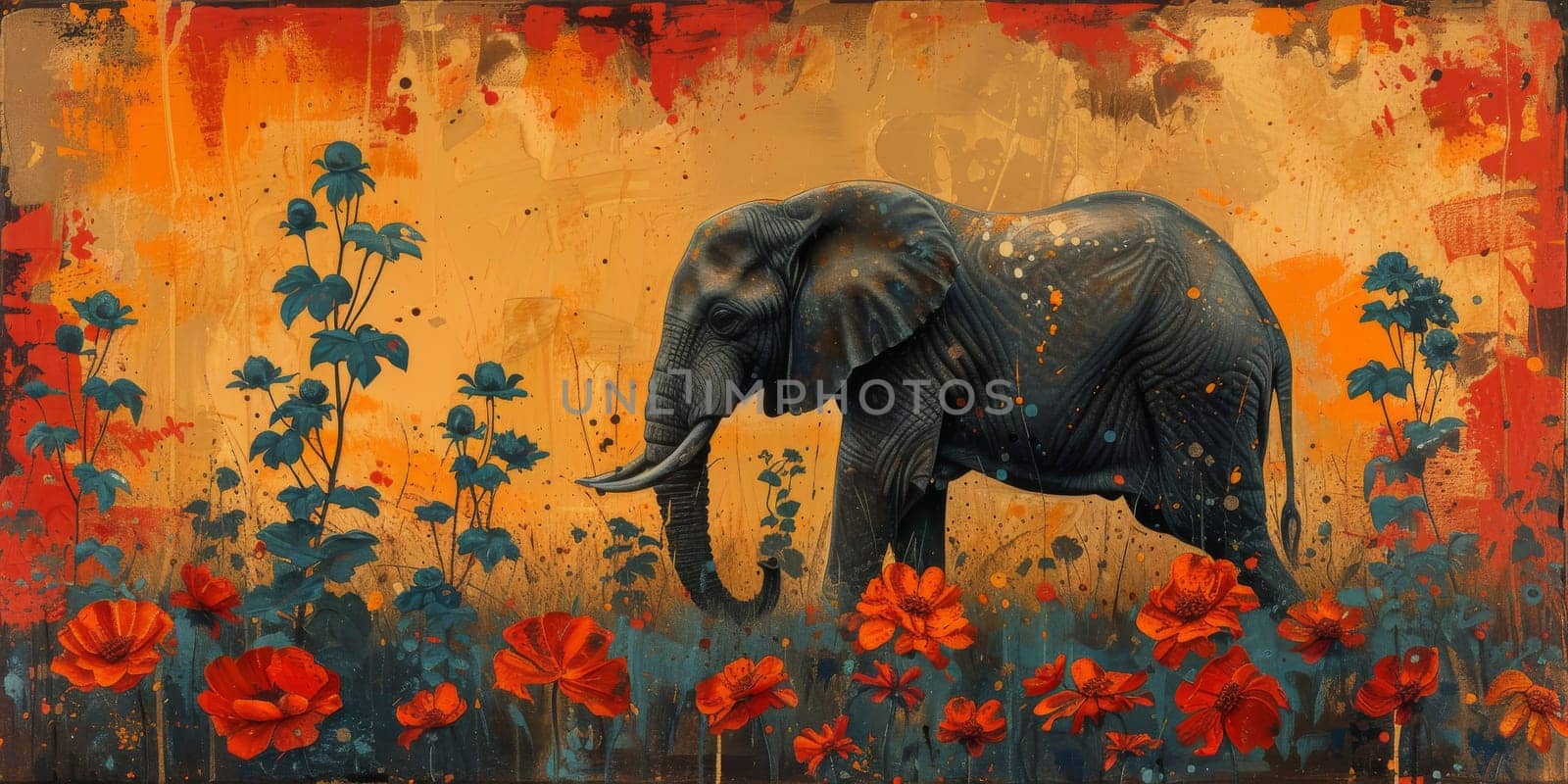 Oil painting of elephant, artist collection of animal painting for decoration and interior. by Benzoix