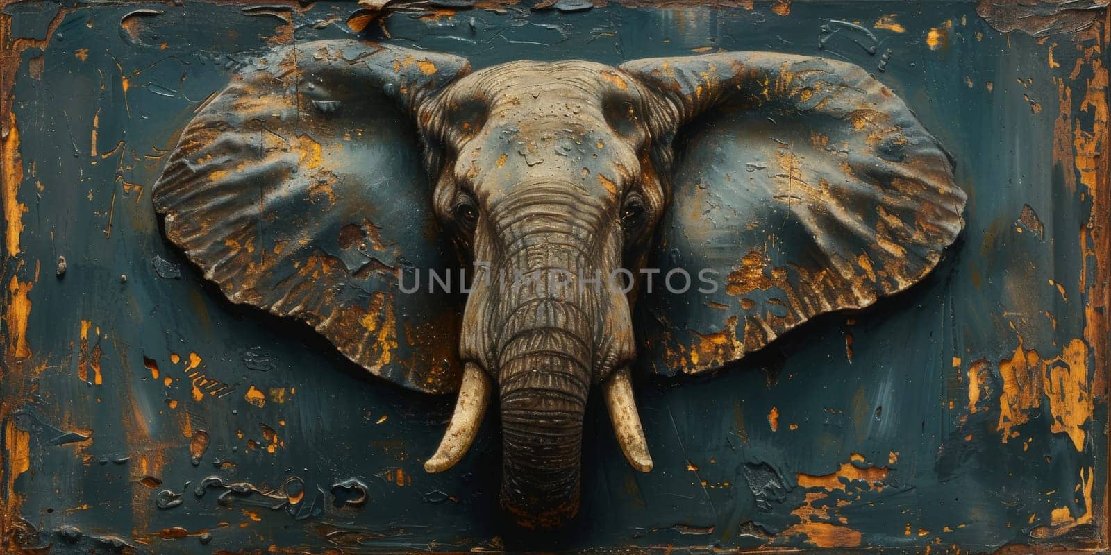 Oil painting of elephant, artist collection of animal painting for decoration and interior