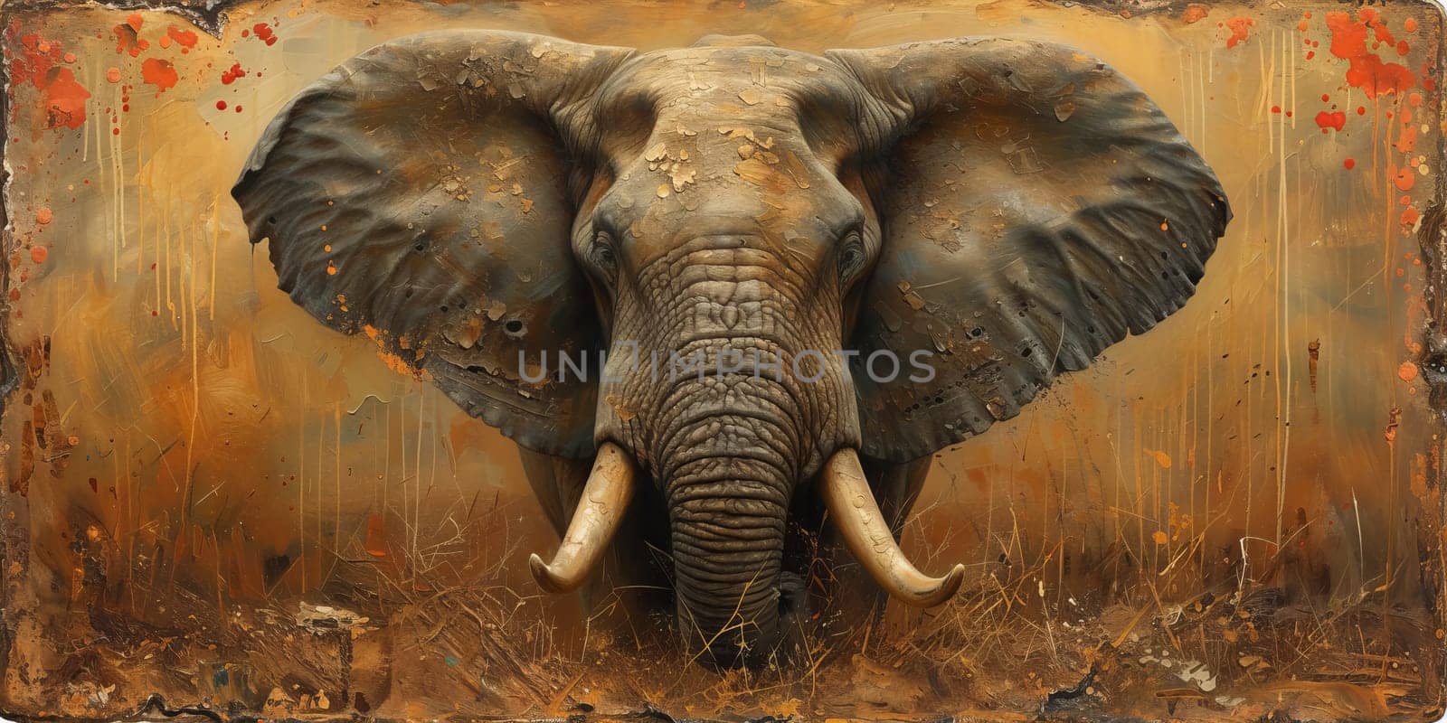 Oil painting of elephant, artist collection of animal painting for decoration and interior