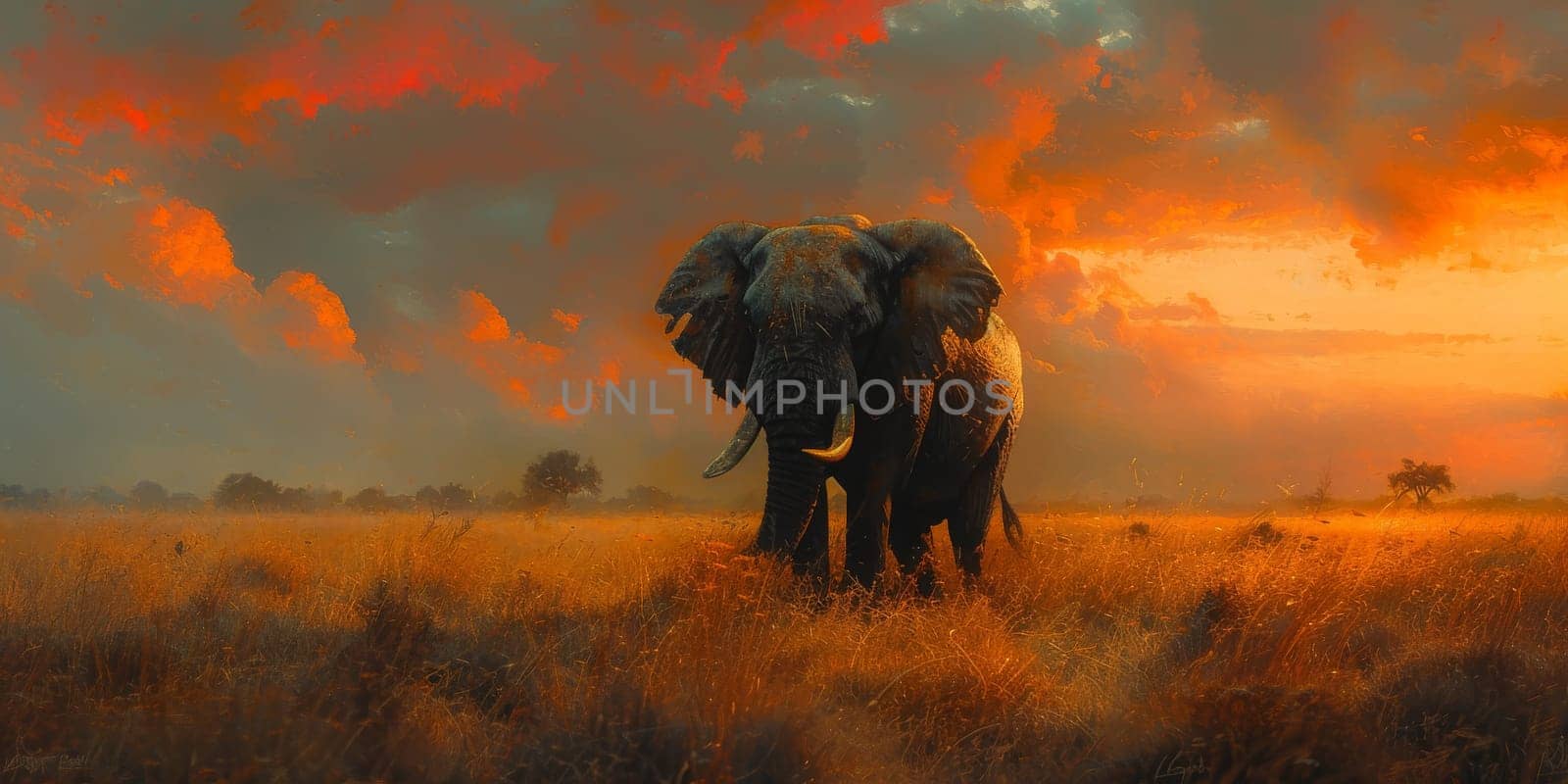 Oil painting of elephant, artist collection of animal painting for decoration and interior. by Benzoix