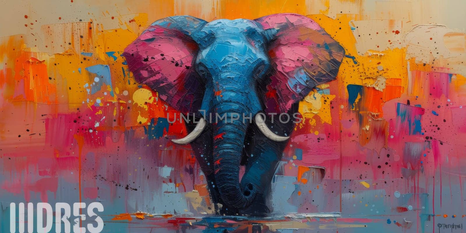 Oil painting of elephant, artist collection of animal painting for decoration and interior. by Benzoix