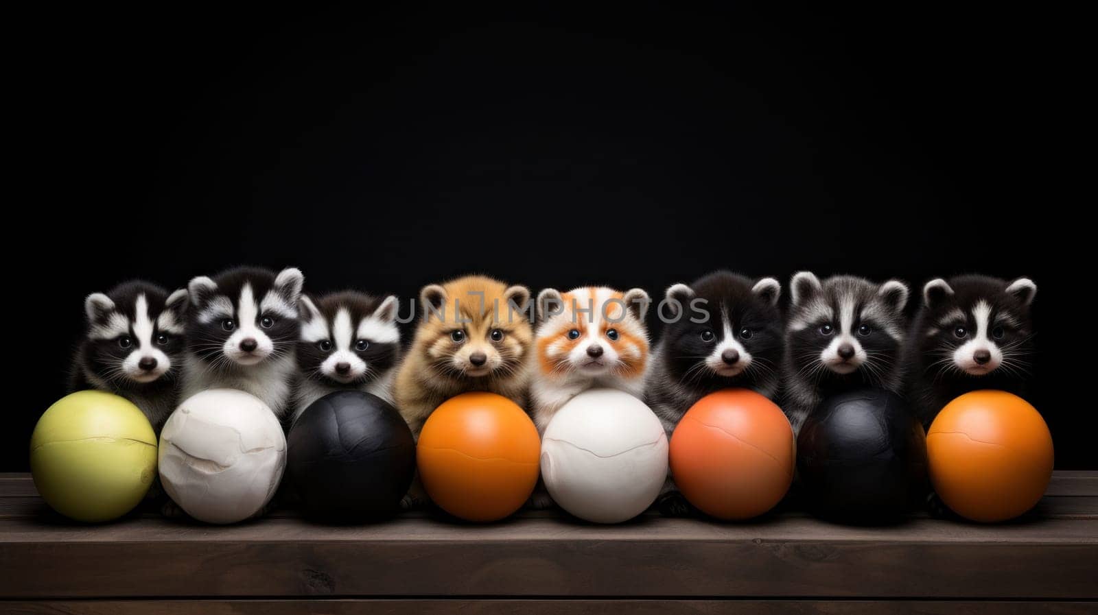 A group of small animals are lined up next to each other, AI by starush