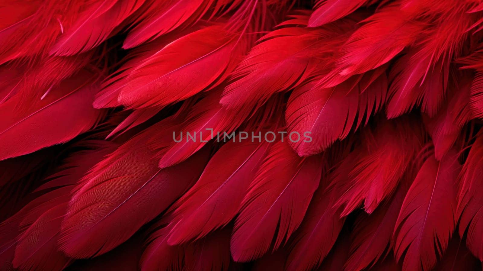 A close up of a large group of red feathers