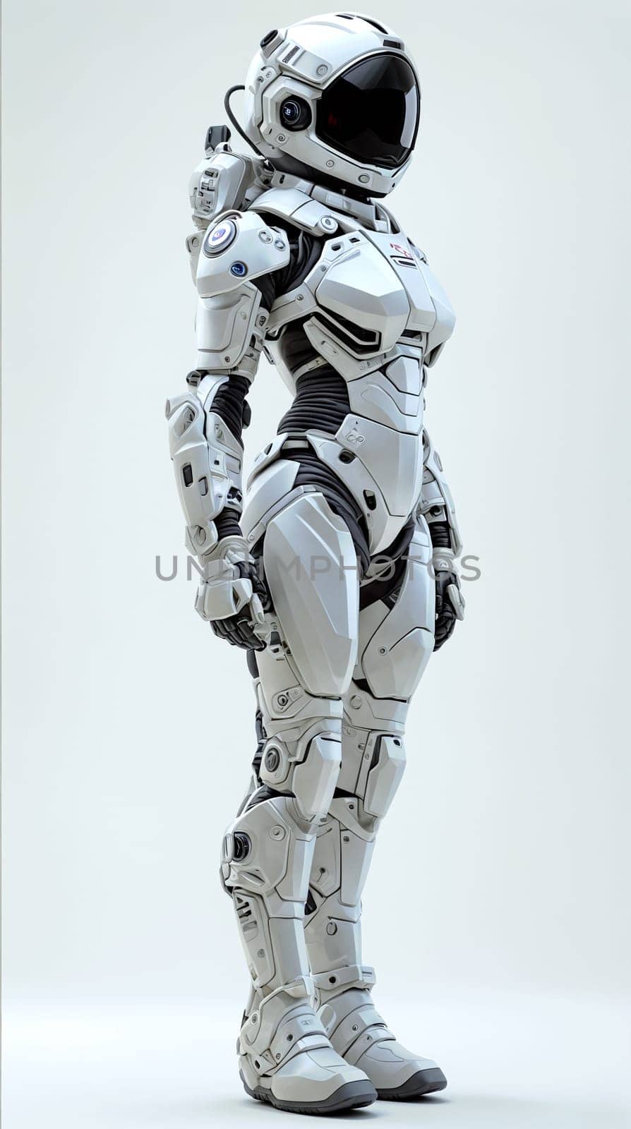 Sleek white robot with futuristic design and helmet by chrisroll