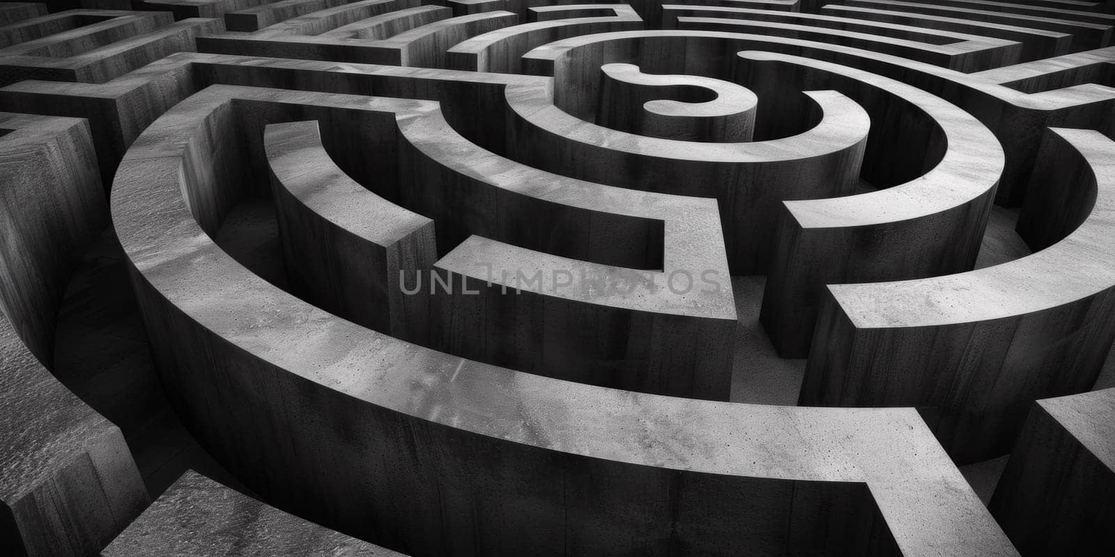 A black and white photo of a maze with many different paths, AI by starush
