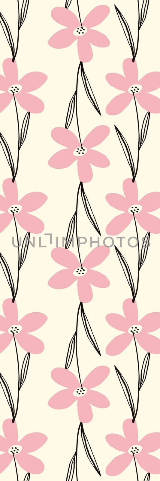 Pink and beige floral cute printable bookmark with spring flowers