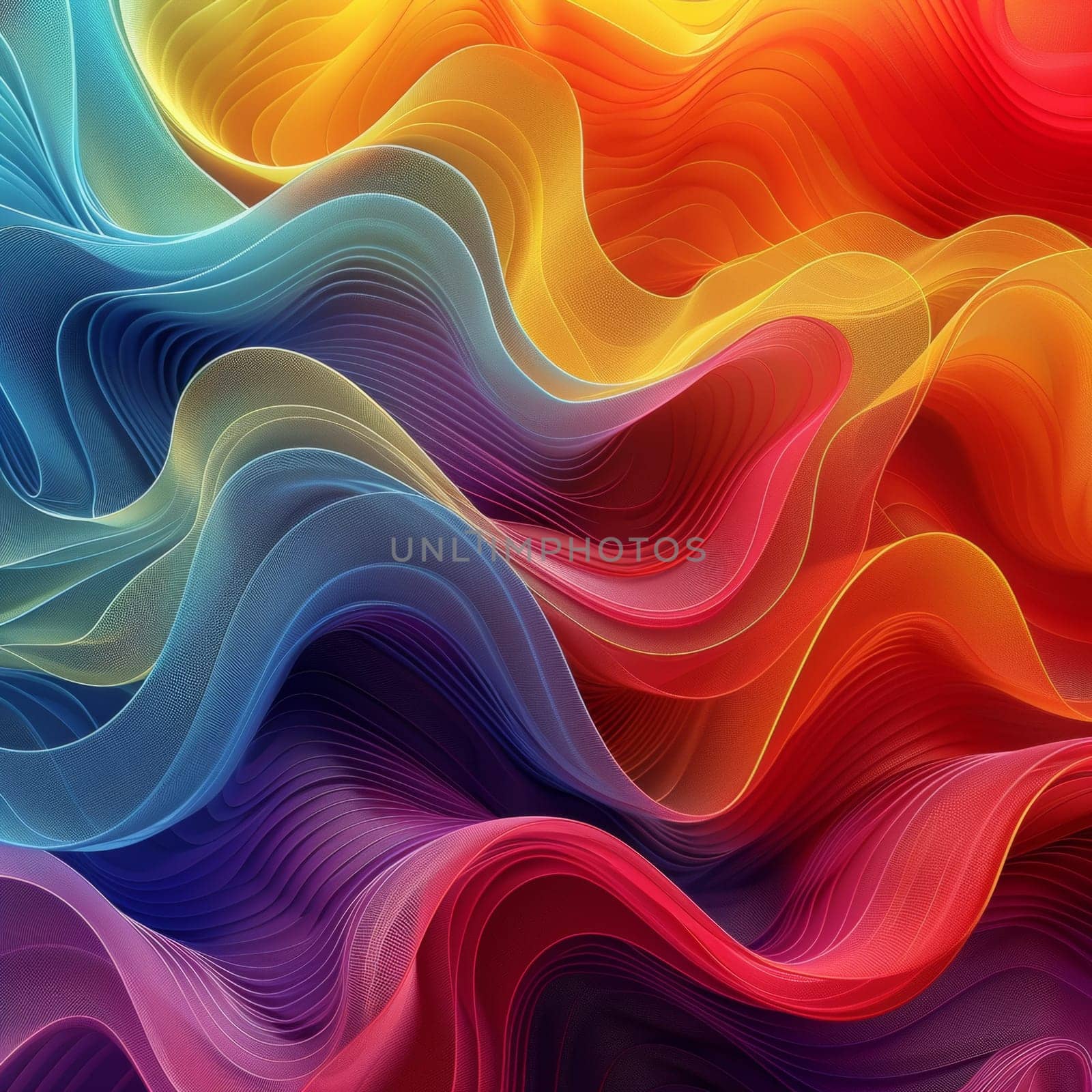 A close up of a colorful wavy pattern on fabric