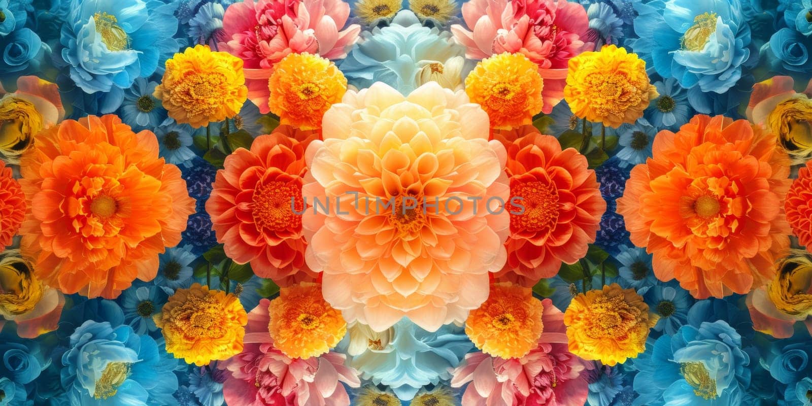 A large colorful flower pattern with many different colors, AI by starush