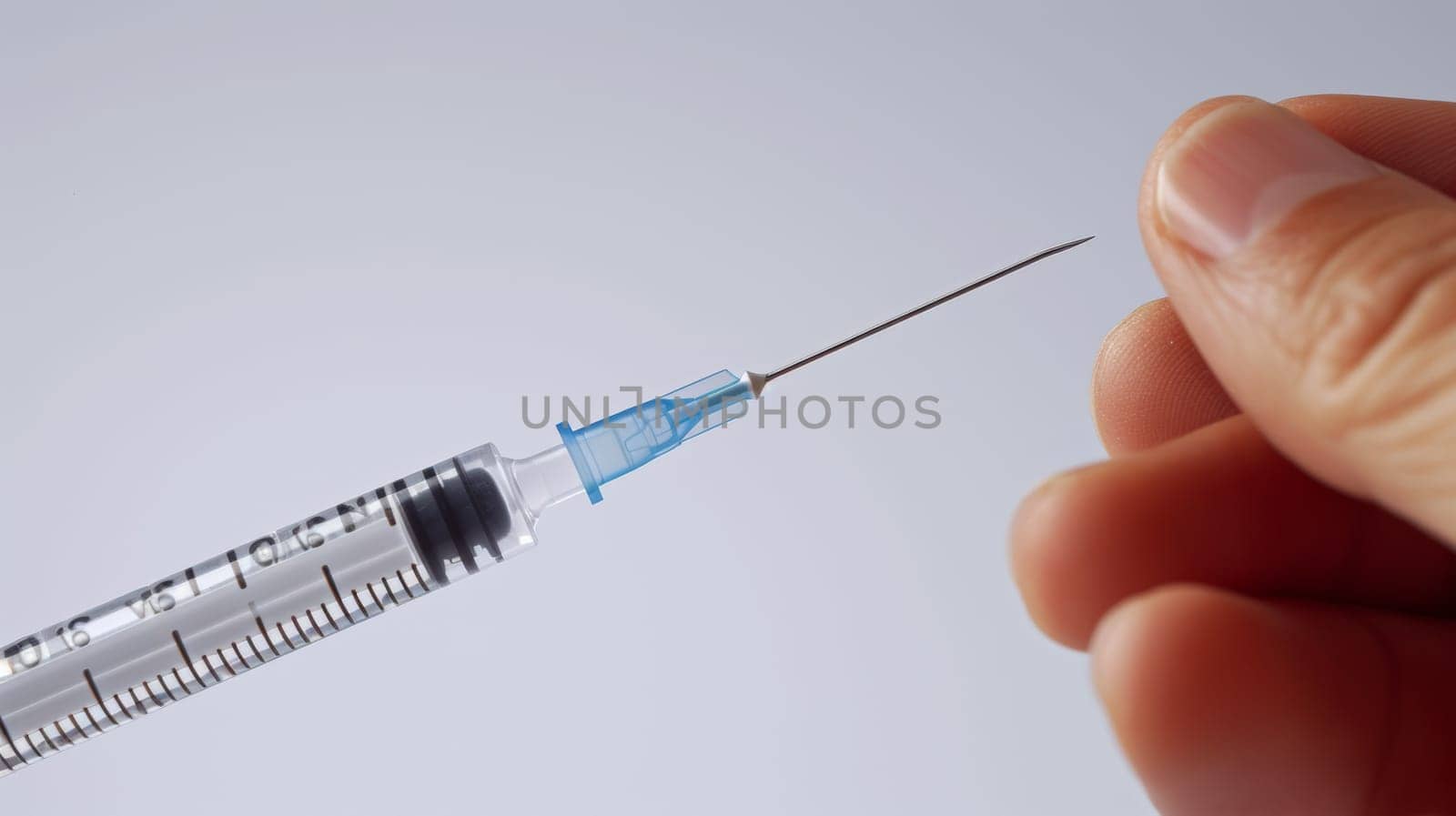A person holding a needle with an injection in it, AI by starush