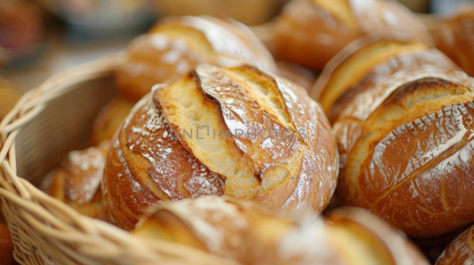 A basket of bread is sitting in a bowl on top of the table, AI by starush