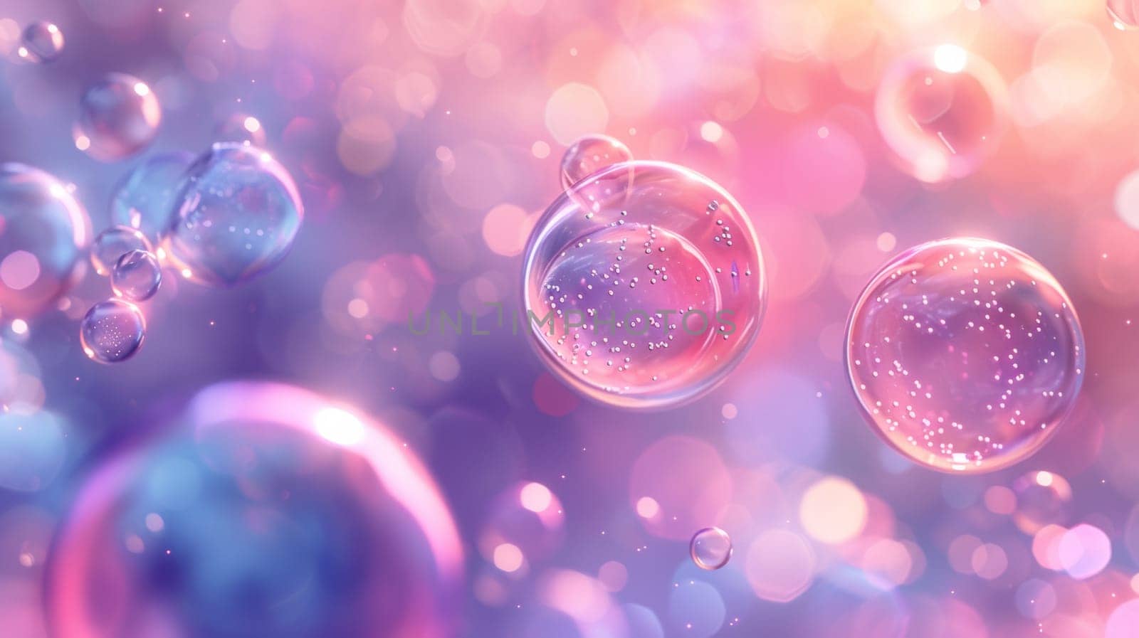 A close up of bubbles floating in a colorful background, AI by starush