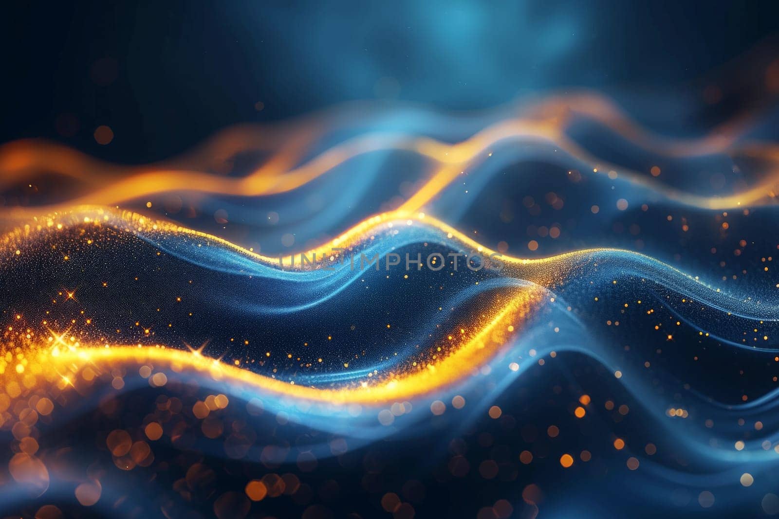 Abstract futuristic background background with glowing neon lines and bokeh lights. Data transfer concept. Digital wallpaper, AI Generative by matamnad
