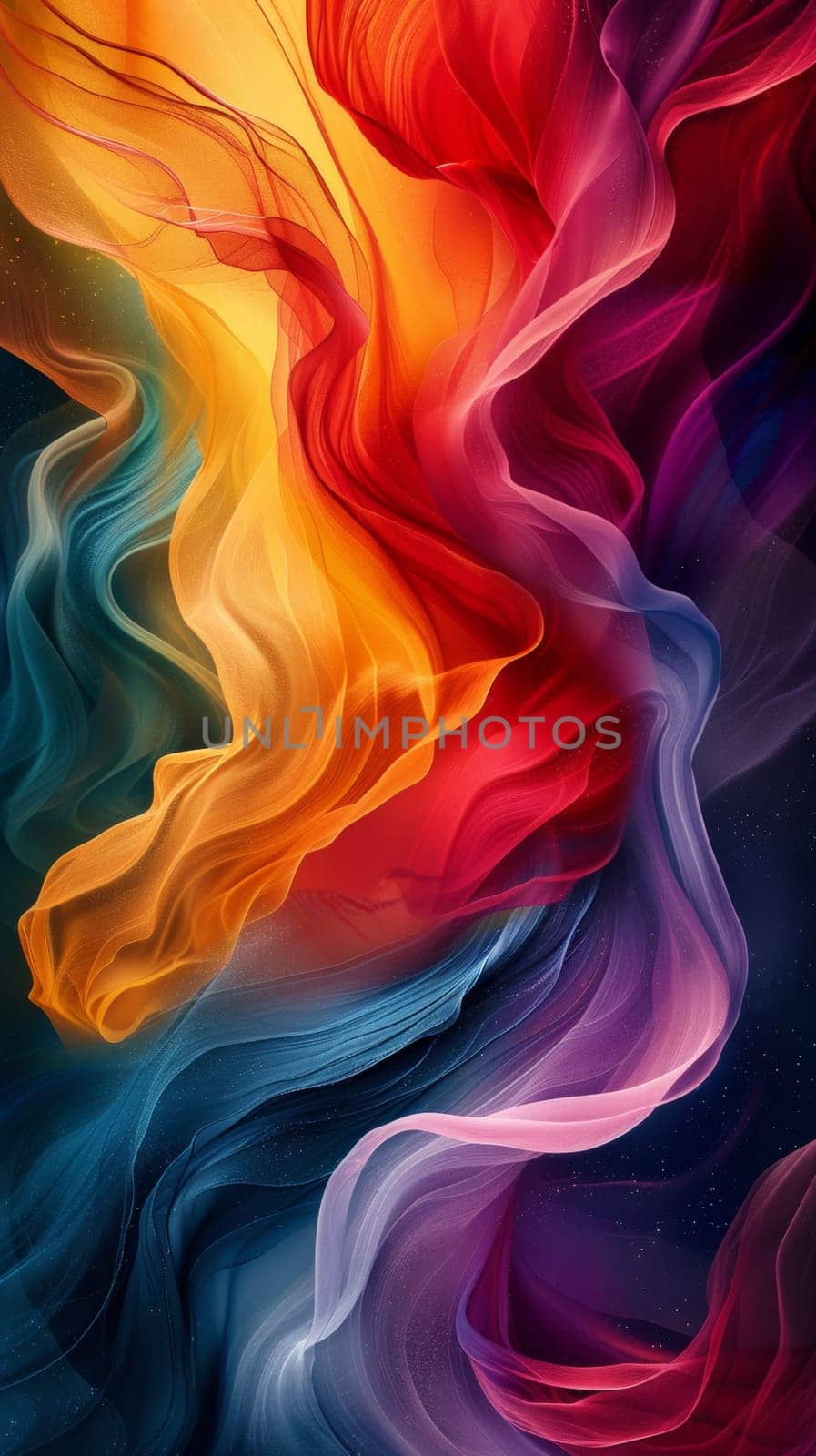 A colorful abstract painting of a flowing stream of color