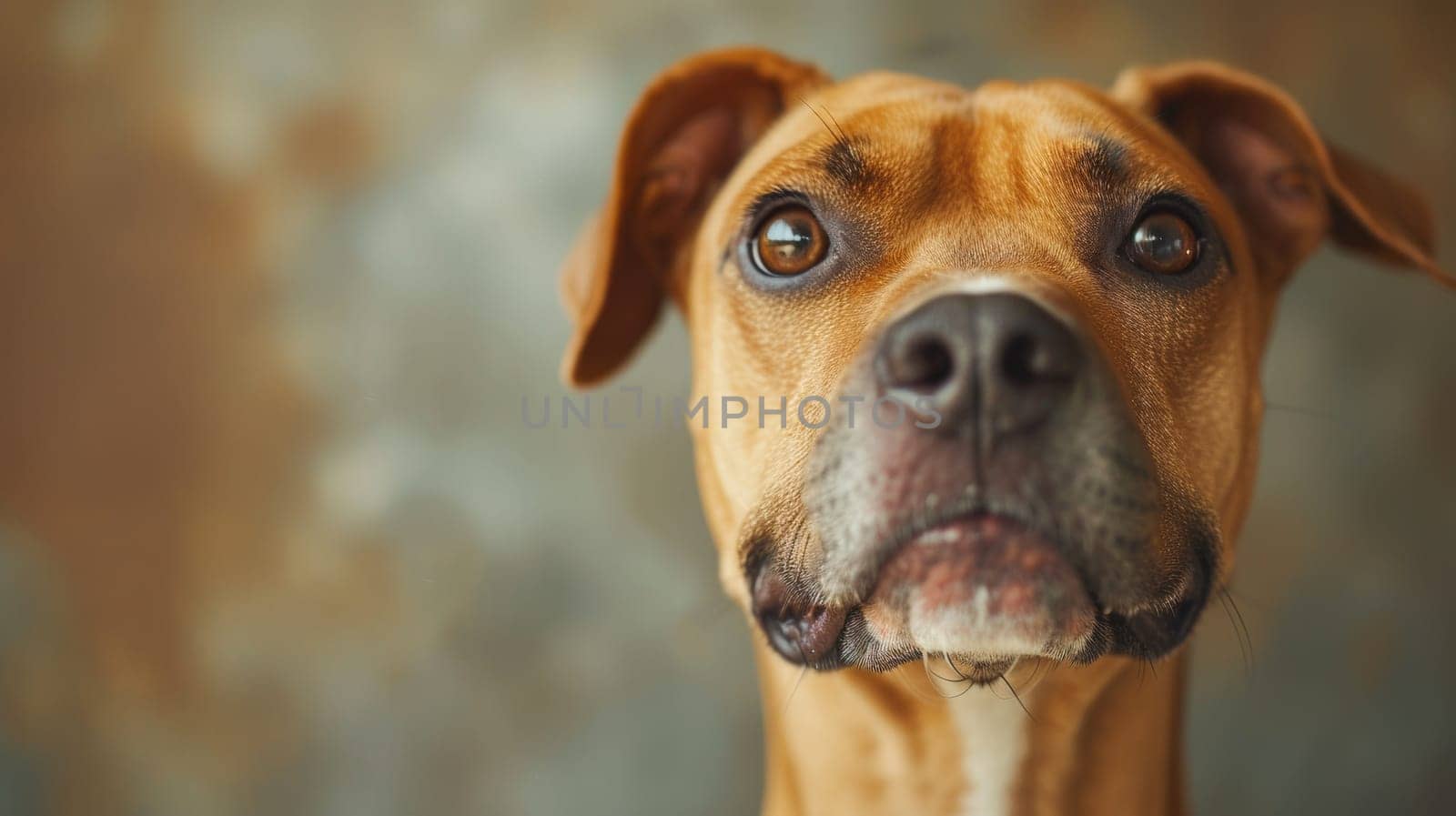 A close up of a dog looking at the camera with his mouth open