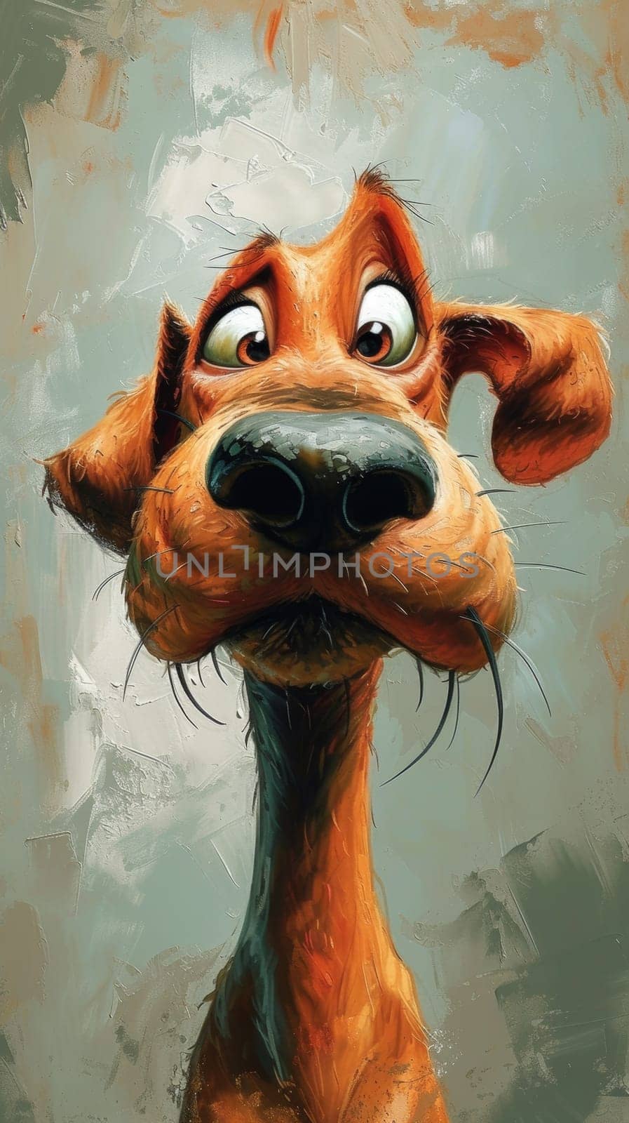 A painting of a dog with big eyes and an expression, AI by starush