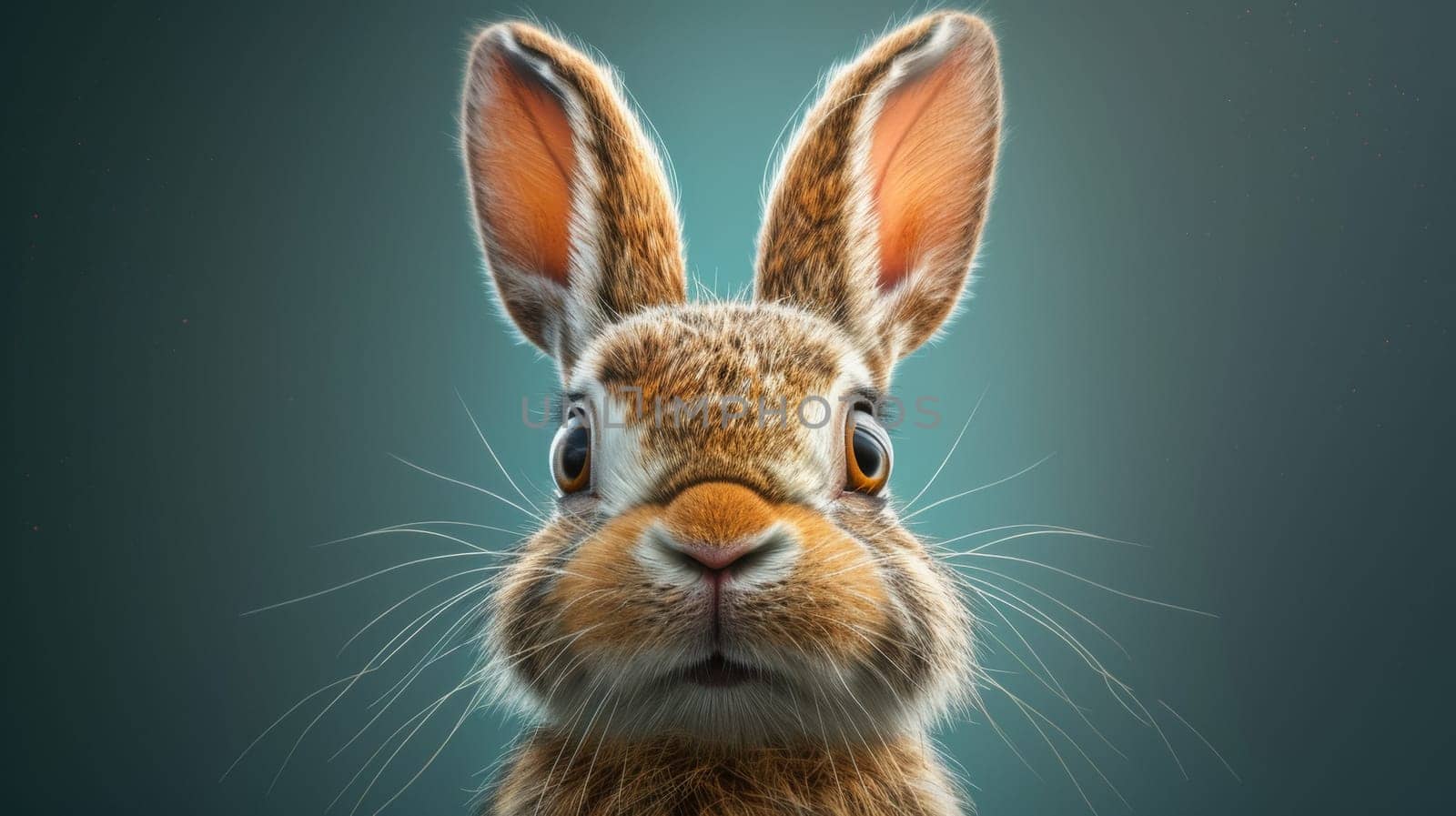 A close up of a rabbit with big ears and eyes, AI by starush