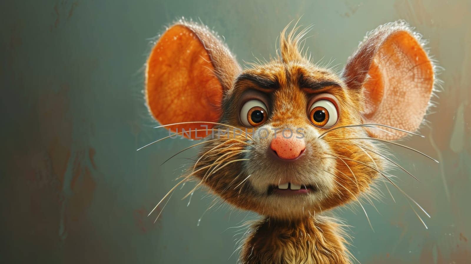 A close up of a mouse with big ears and an angry look, AI by starush