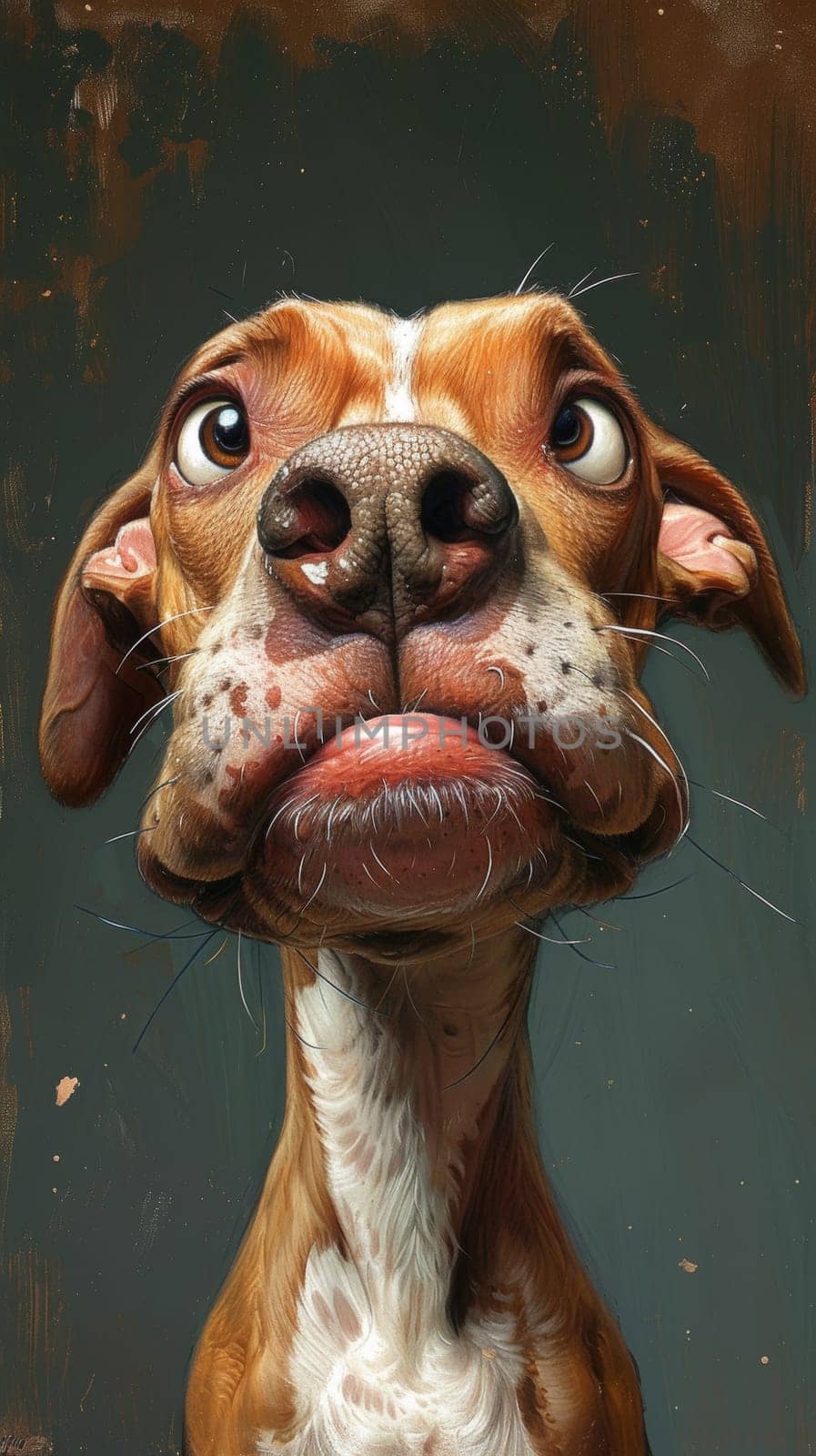 A close up of a dog looking at the camera with his mouth open, AI by starush