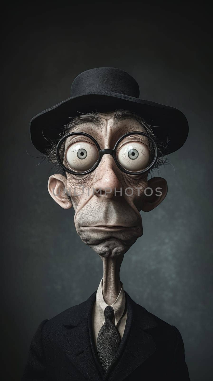 A man in a hat and glasses with an expression of surprise, AI by starush