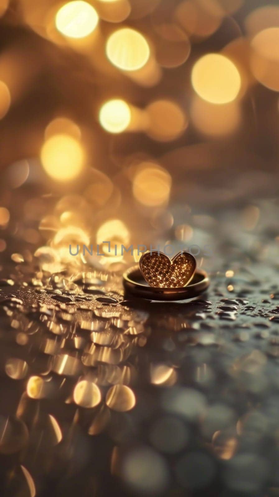 A couple of wedding rings are sitting on top of a water surface