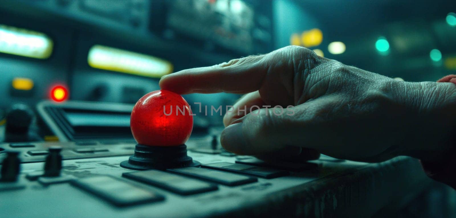 A person pushing a button on the control panel of an electronic device