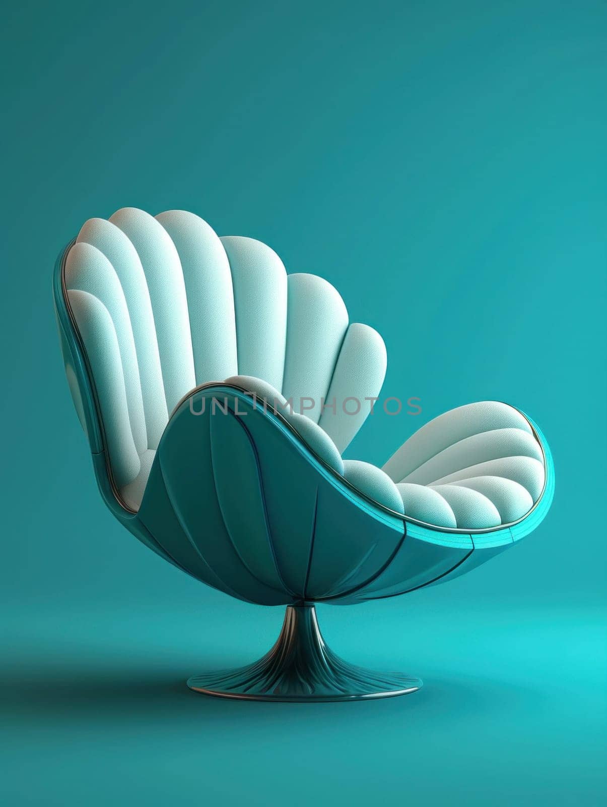 A modern chair with a shell design on the back