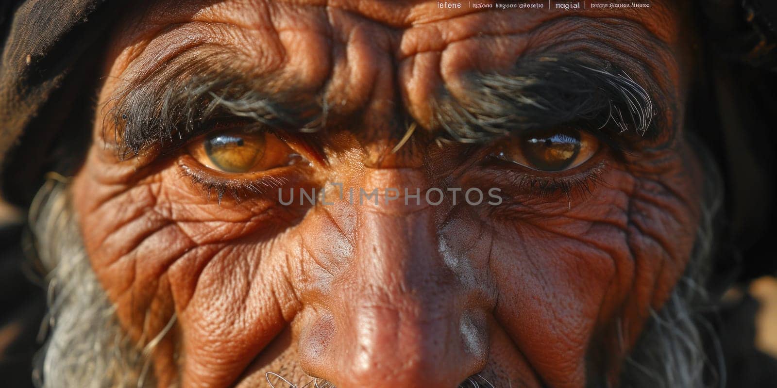 A close up of a man with wrinkles and gray hair, AI by starush