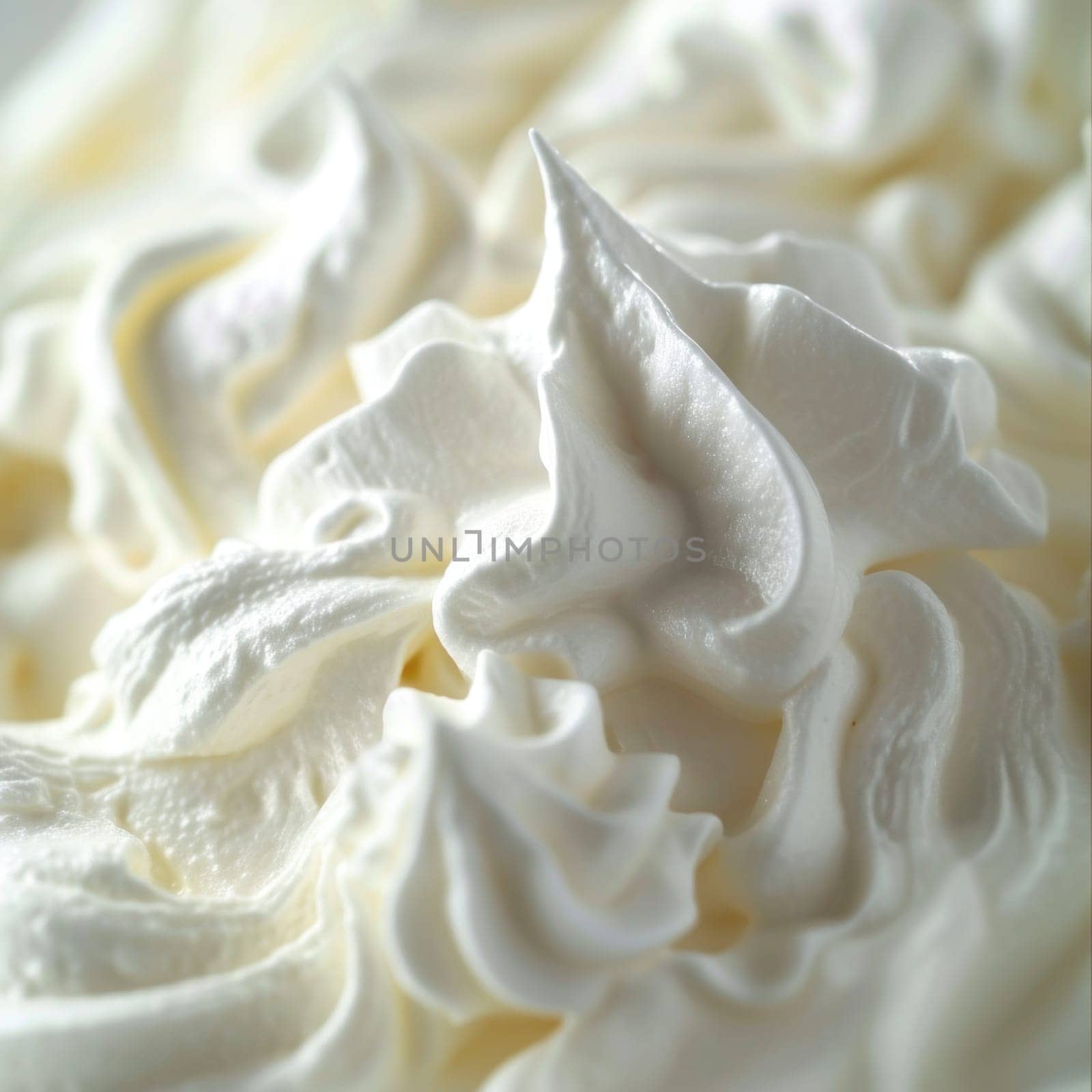 A close up of whipped cream on a plate with some white stuff