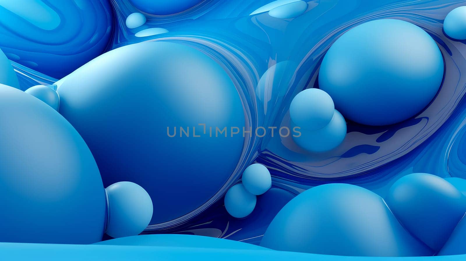 Beautiful luxury creative 3D modern abstract light background consisting of blue balls and spheres with light digital effect, copy space