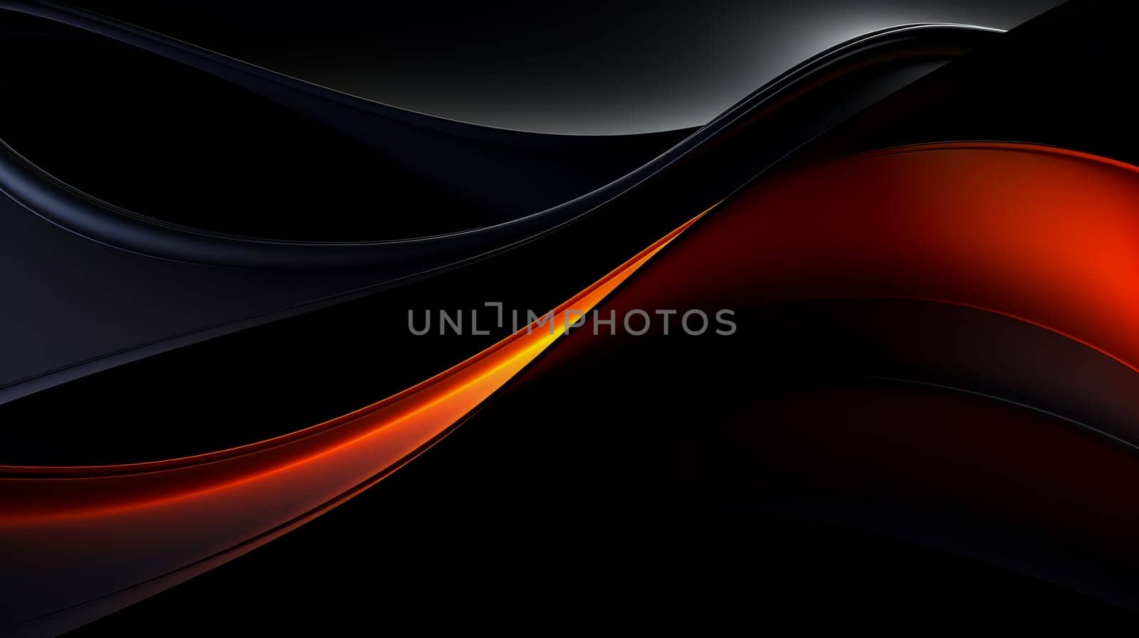 Beautiful luxury 3D modern abstract neon black with orange fire background composed of waves with light digital effect. by Alla_Yurtayeva